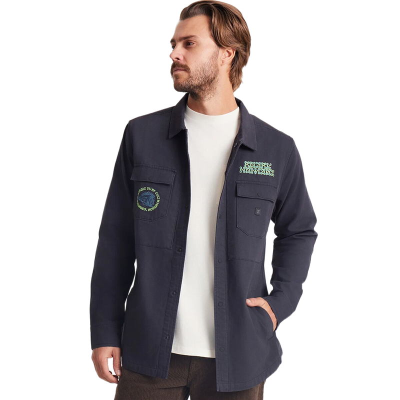 Men's Hebrides Unlined Jacket, Roark Hebrides Unlined Jacket in DNV-Dark Navy front unbuttoned