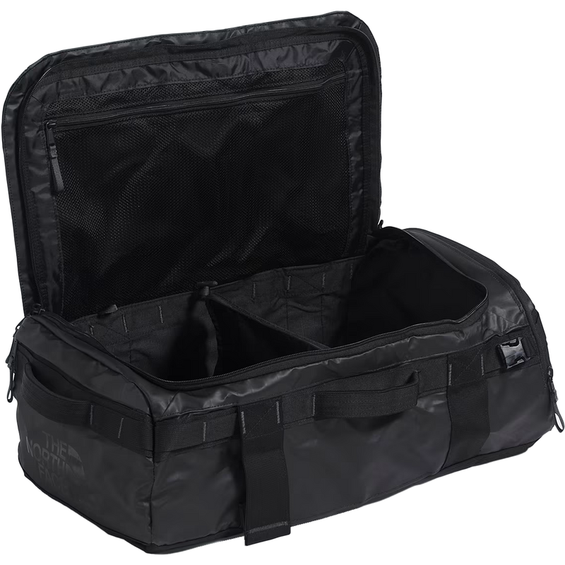 Base Camp Voyager Duffel 32L, The North Face Base Camp Voyager Duffel 32L in KT0-TNF Black/Asphalt Grey open