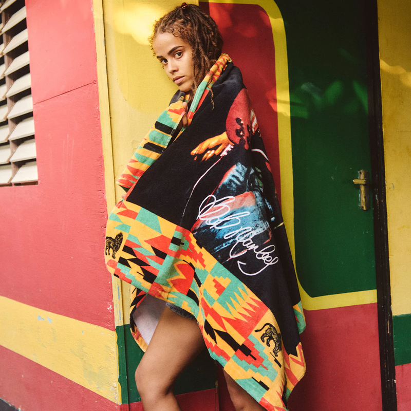 Bob Marley x Slowtide Trenchtown Beach Towel, Slowtide Beach Towel with swimmer