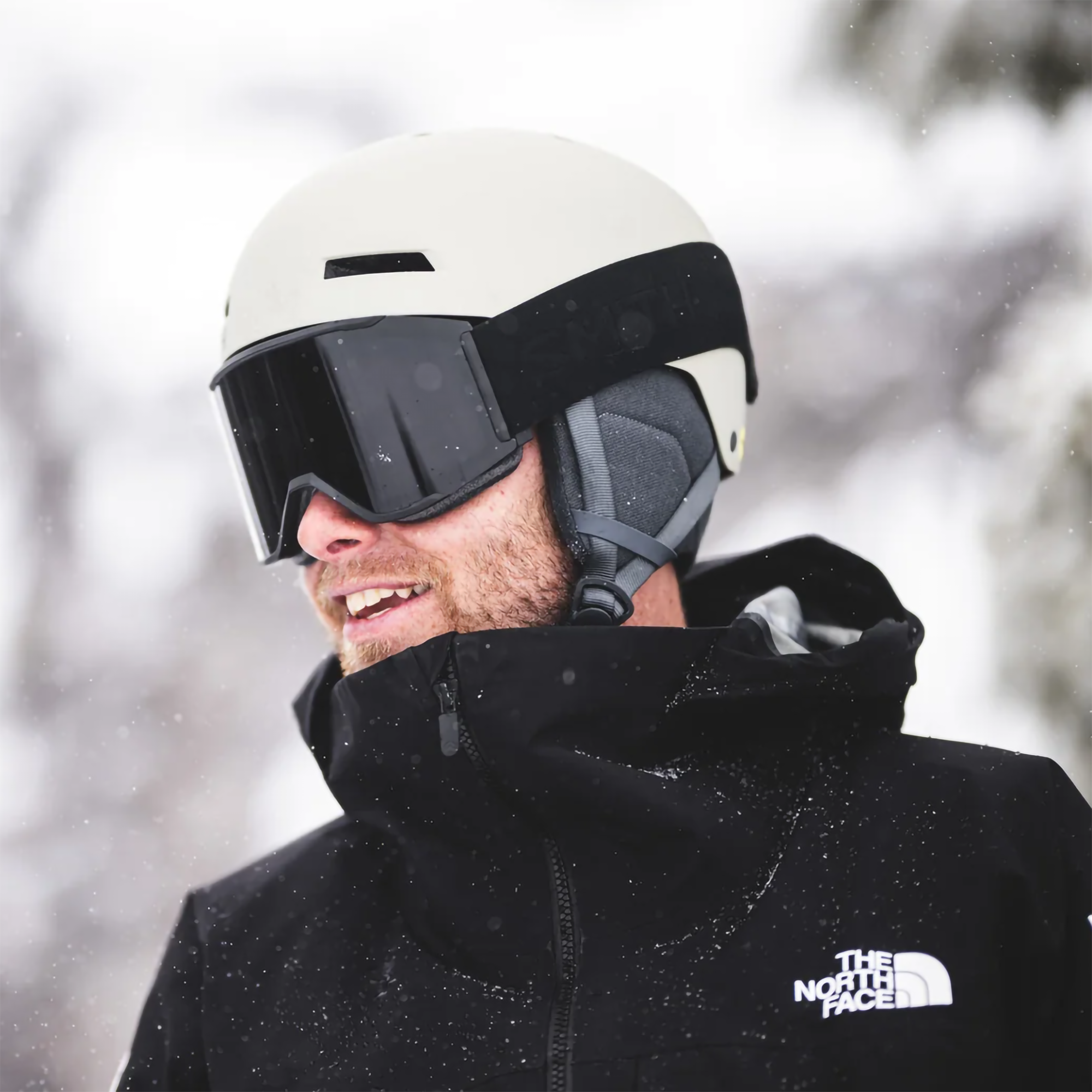 Smith Sport Optics Squad Mag in Blackout + CP Sun Black and CP Low Light Lens on model left