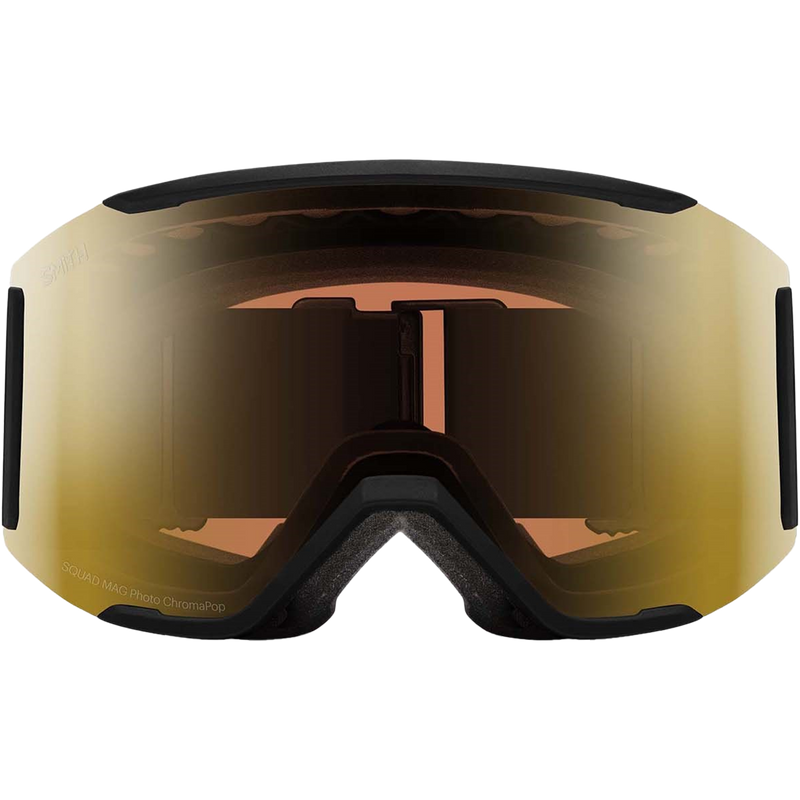 Squad MAG PhotoChromic Low Bridge + Bonus Lens, Smith Sport Optics Squad MAG Low Bridge Fit in Black + CP Pro Photochromic Gold Mirror front