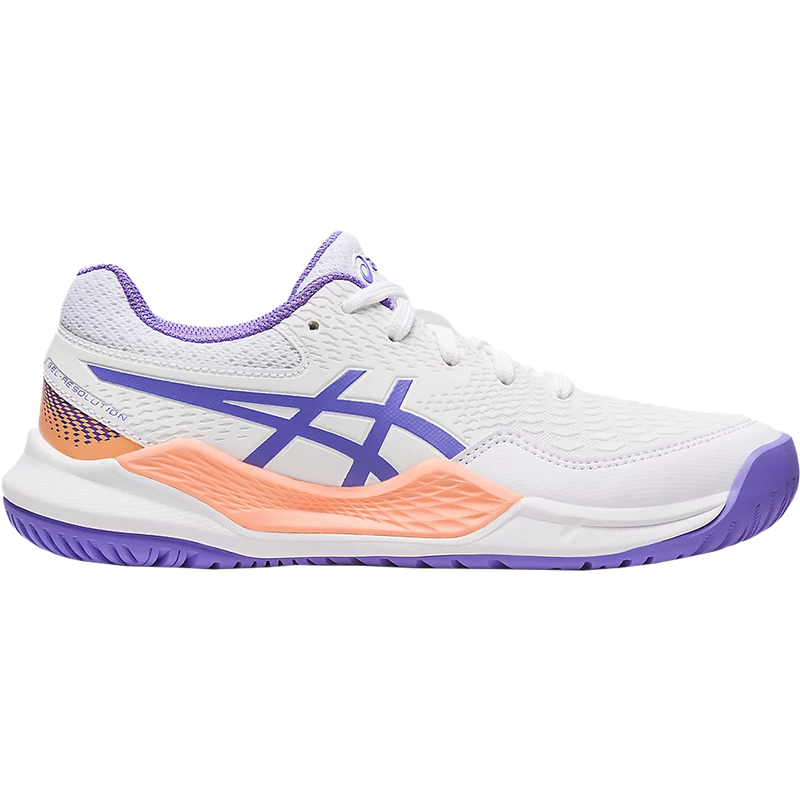 Asics Youth Gel Resolution 9 in White/Amethyst