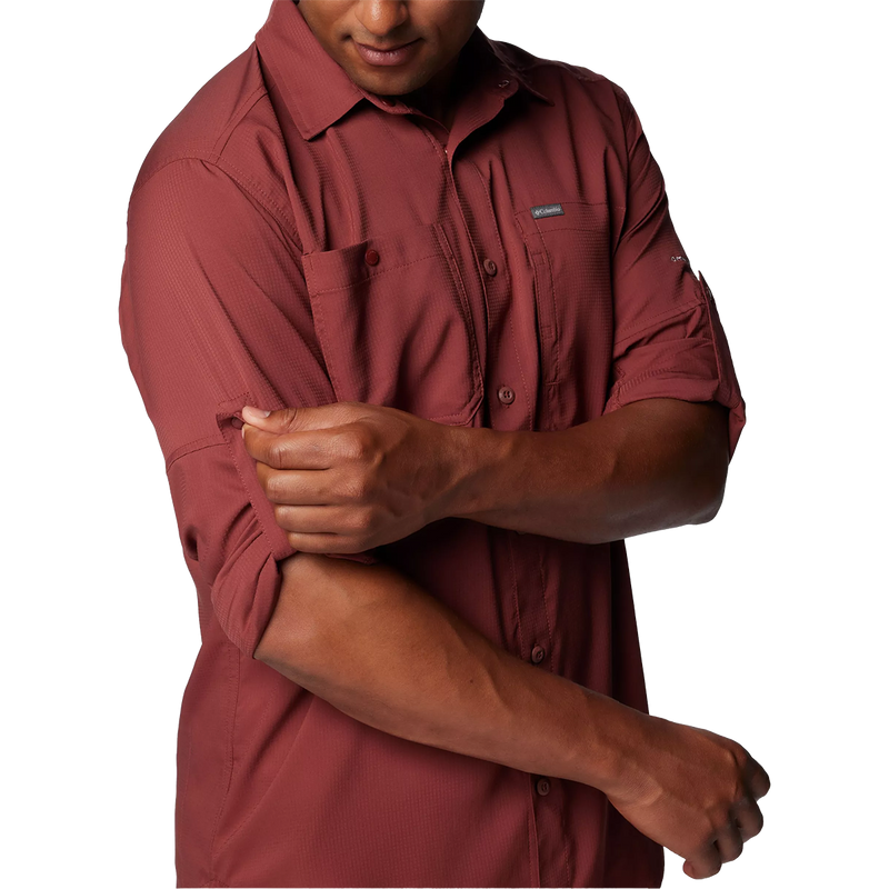 Men's Silver Ridge Utility Lite Long Sleeve, Columbia Men's Silver Ridge Utility Lite Long Sleeve in 681-Spice sleeve
