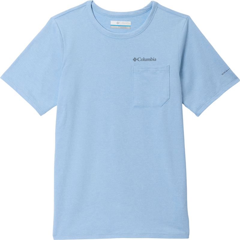Columbia Youth Tech Trail Short Sleeve Tee in Ripple Blue Heather