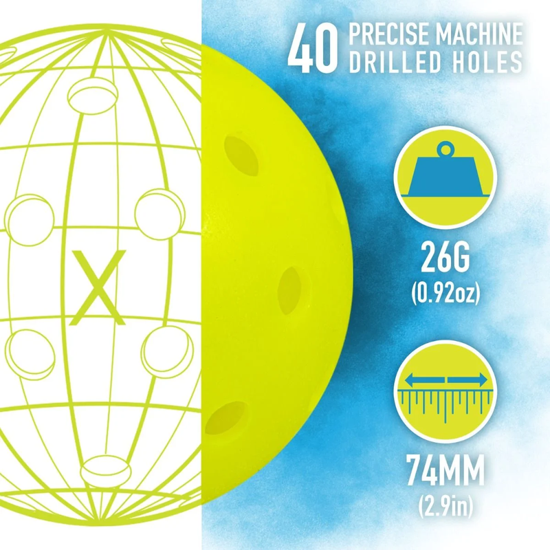 X-40 Pickleball (3 Pack), Franklin Sports X-40 Outdoor Pickleball specs
