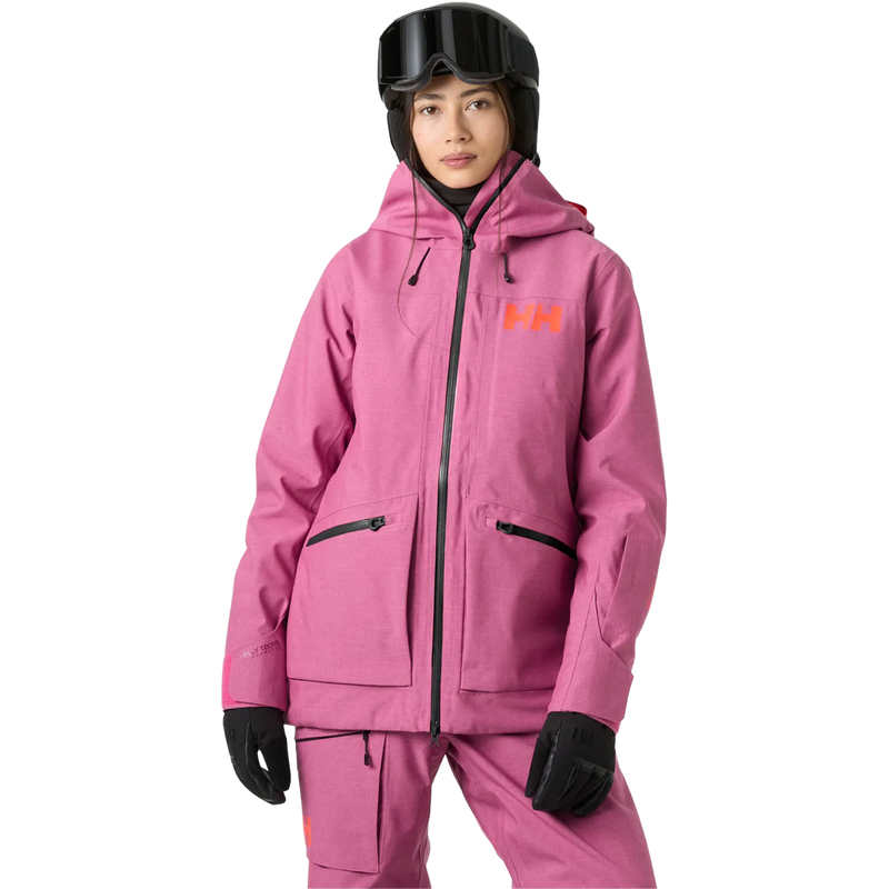 Helly Hansen Women's Powderqueen 3.0 Jacket in Hot Pink front view on model