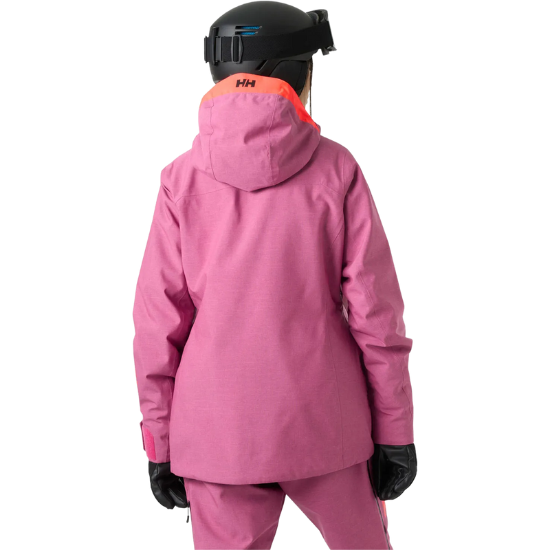 Helly Hansen Women's Powderqueen 3.0 Jacket in Hot Pink back view on model