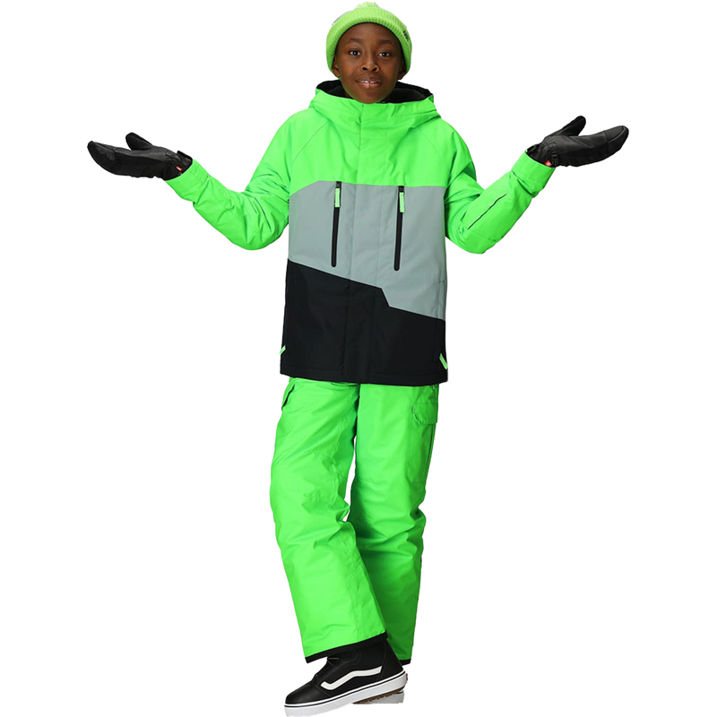 Youth Geo Insulated Jacket, 686 Youth Geo Insulated Jacket in BGRC-Borealis Green Colorblock front