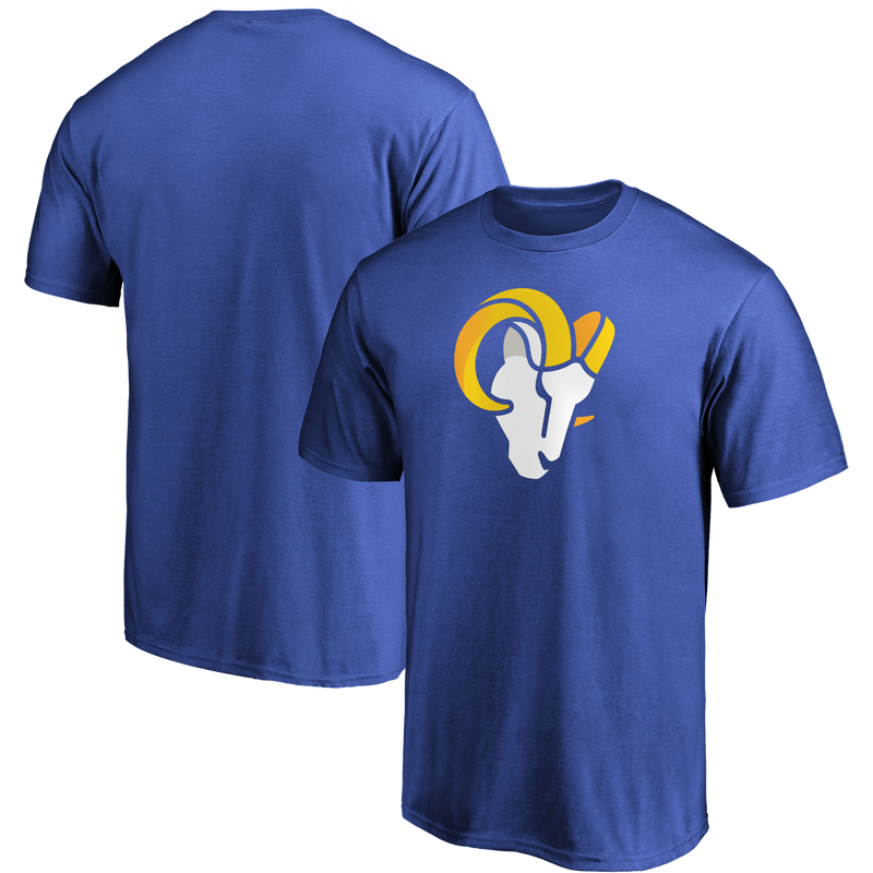 Men's Rams Cotton Primary Logo Short Sleeve, Fanatics Men's Rams Cotton Primary Logo Short Sleeve front and back