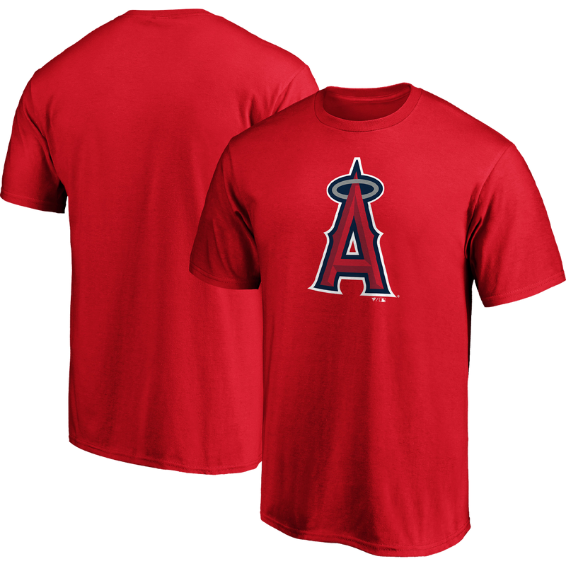 Men's Angels Cotton Official Logo Short Sleeve, Fanatics Men's Angels Cotton Official Logo Short Sleeve front and back