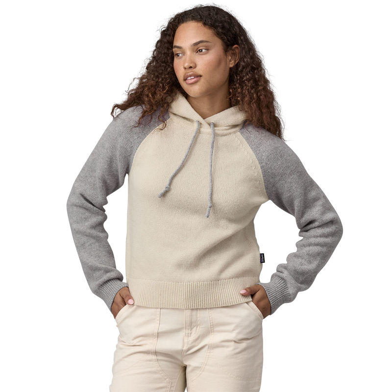 Women's Recycled Wool Hoodie, Patagonia Women's Recycled Wool-Blend Hooded Pullover Sweater front on model