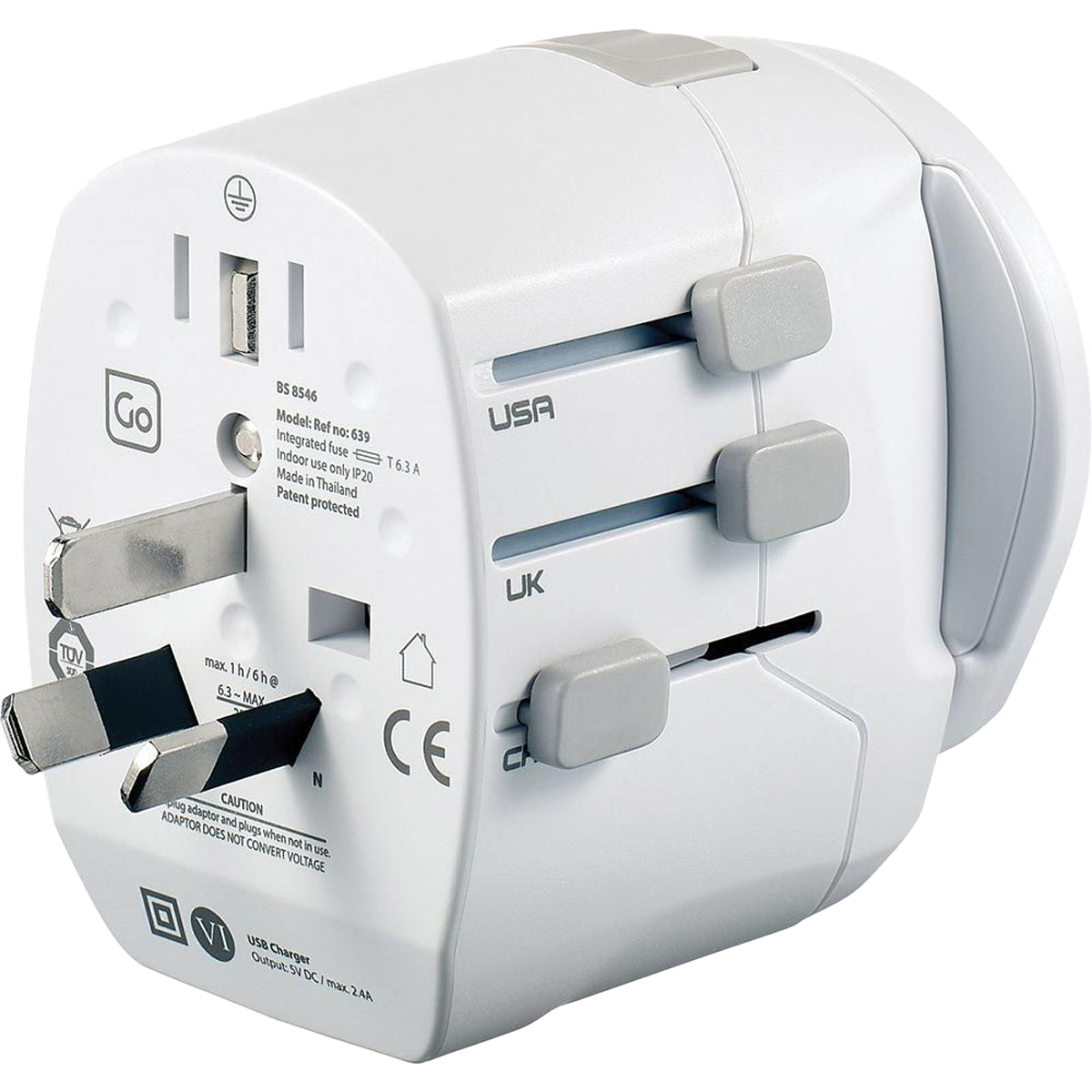 Worldwide Grounded Adaptor USB alternate view