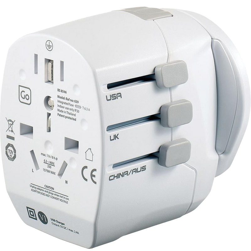 Worldwide Grounded Adaptor USB, Go Travel Worldwide Grounded Adaptor USB back