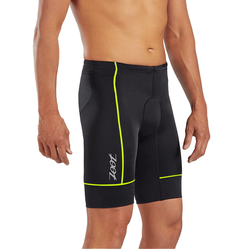 Men's Core+ Tri 9" Short, Zoot Sports Men's Core+ Tri 9" Short in Safety Yellow front right