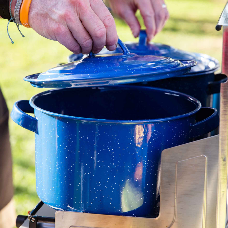 4 Qt. Stock Pot- Blue, GSI Outdoors 4 Qt. Stock Pot on stove
