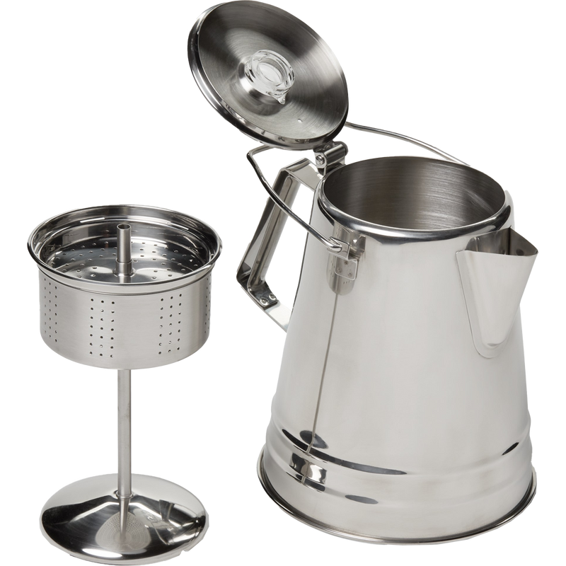 Glacier Stainless 14 Cup Percolator, GSI Outdoors Glacier Stainless 14 Cup Percolator with basket