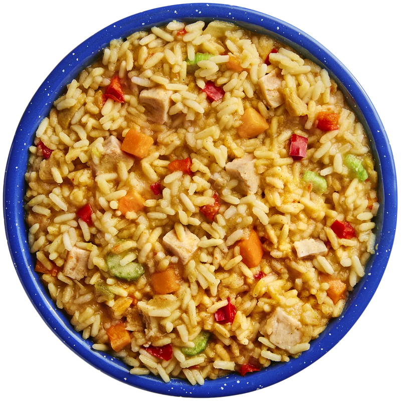 Rice and Chicken (2 Servings), Mountain House Rice and Chicken in bowl