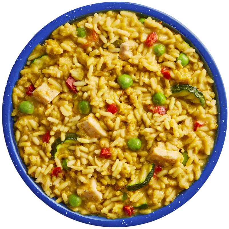 Yellow Curry with Chicken & Rice (2 Servings), Mountain House Yellow Curry with Chicken Rice in bowl