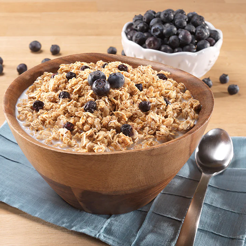 Granola with Milk & Blueberries (2 Servings), Mountain House Granola with Milk & Blueberries at camp