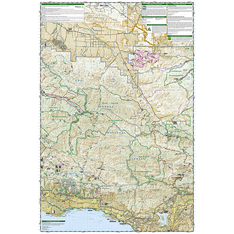 Los Padres Nat Forest East Map, National Geographic Maps Los Padres Nat Forest East Map Back