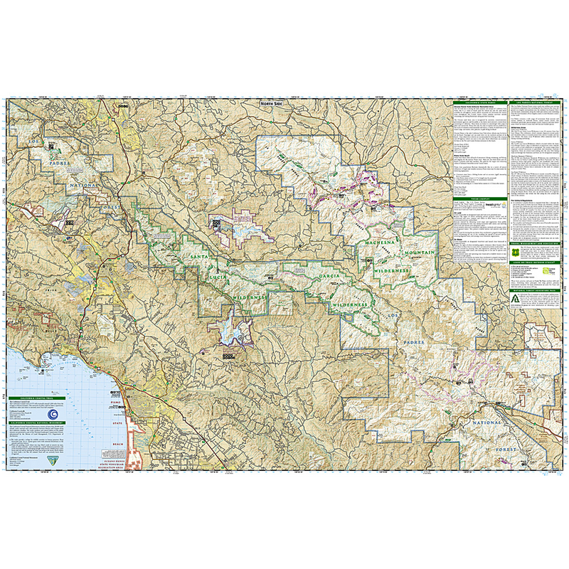 Los Padres Nat Forest West Map, National Geographic Maps Los Padres Nat Forest West Map Back