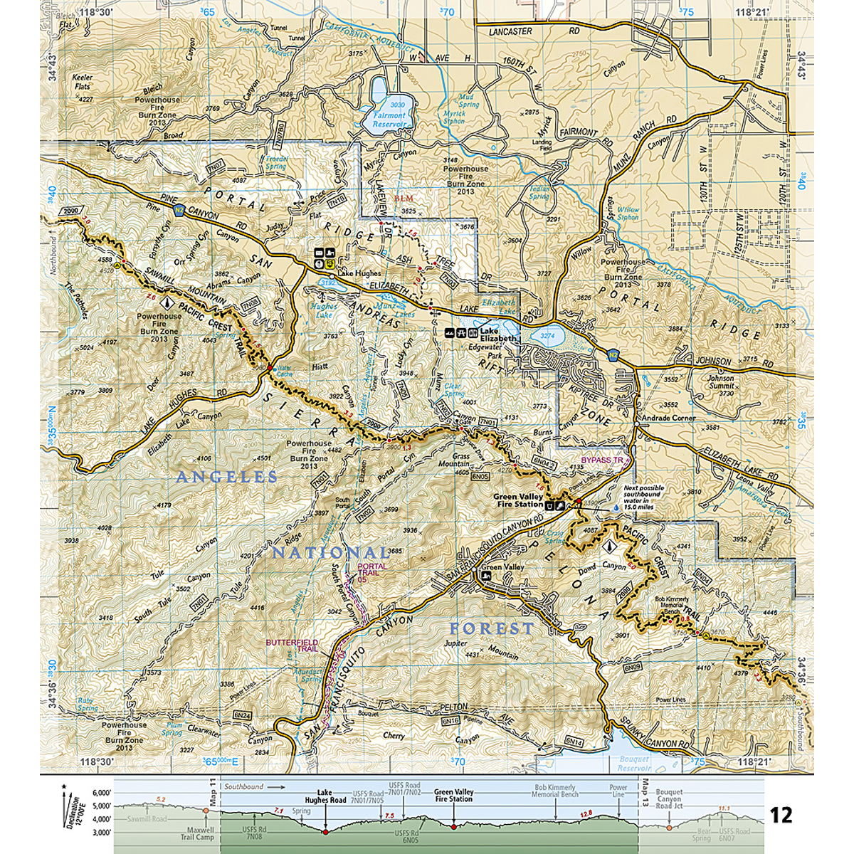 Pacific Crest Trail: Scodie, Piute, and Tehachapi Mountains Map alternate view