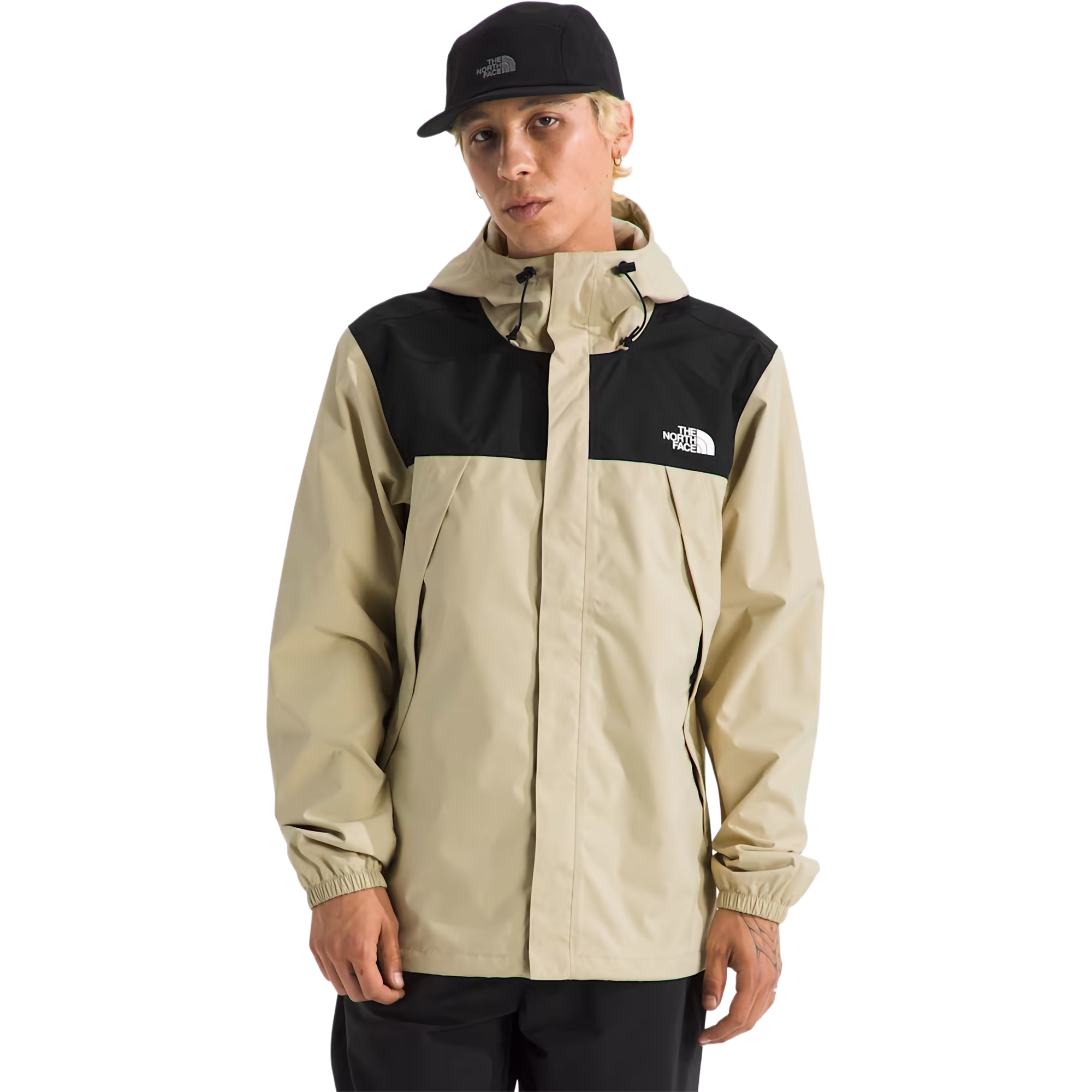 The North Face Men's Antora Rain Jacket in GIY Desert Stone/TNF Black
