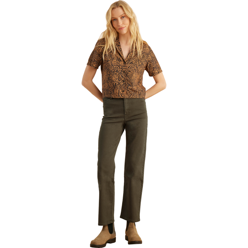 Women's Idle Short Sleeve, Roark Women's Idle Short Sleeve in TOB-Tobacco front full length