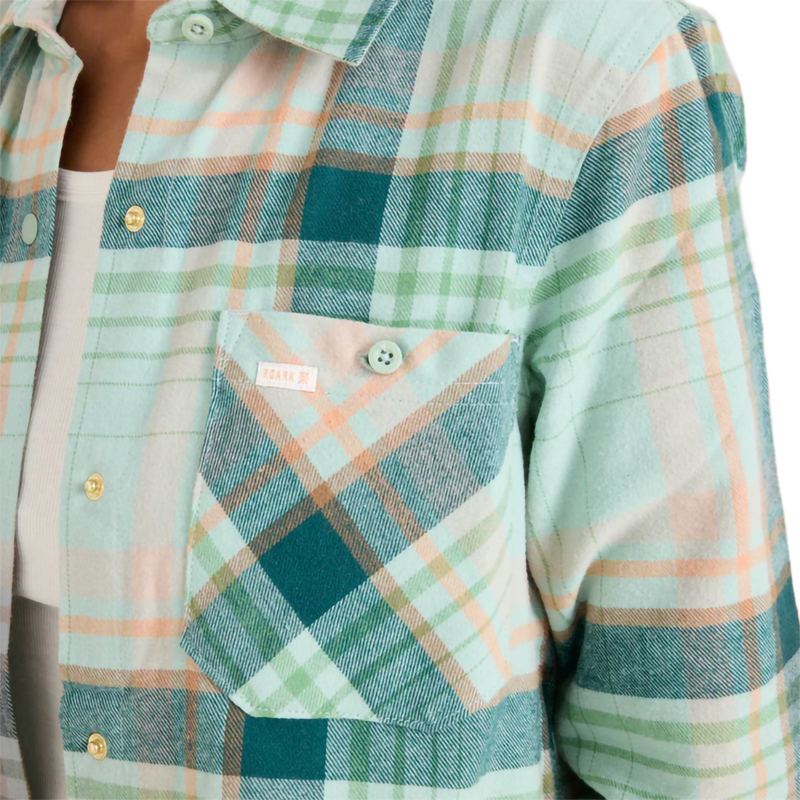 Women's Alpine Flannel, Roark Women's Alpine Flannel in AQV-Aquavit right pocket
