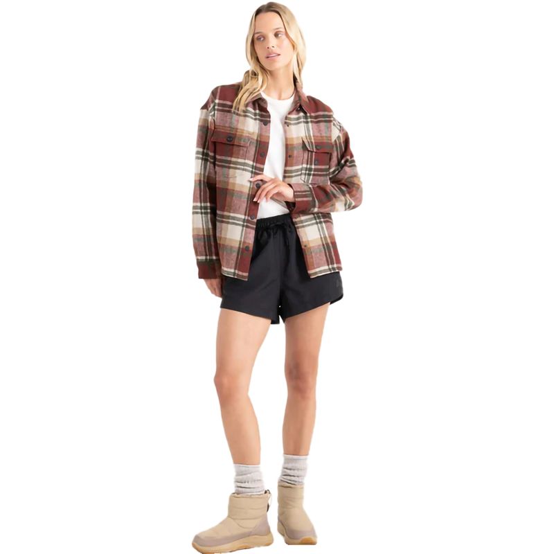 Women's Amberley Flannel Shirt Jacket, Roark Roark Women's Amberley Flannel in SNA-Sangria front