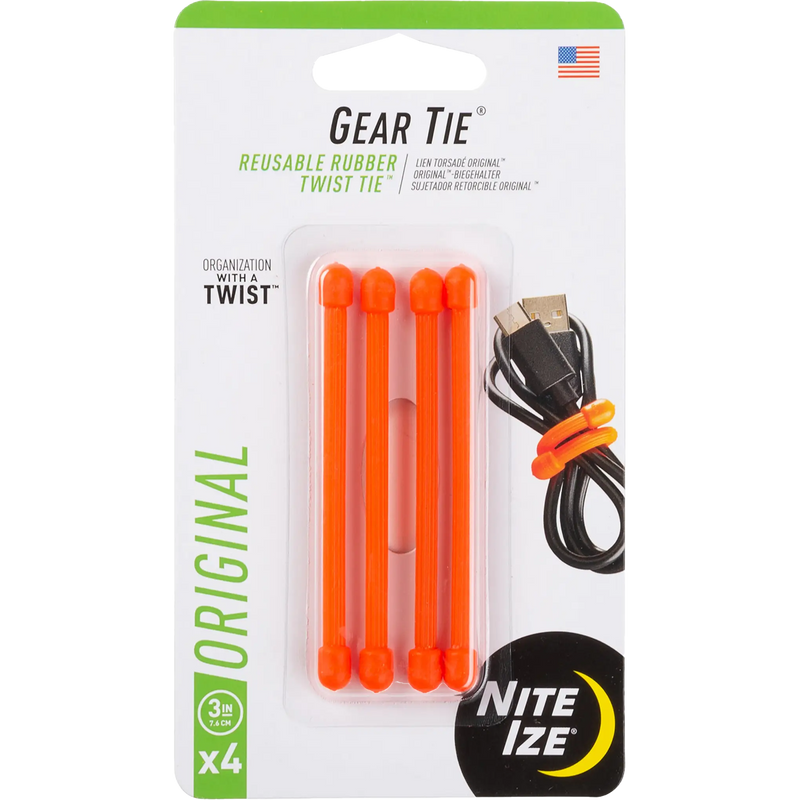 Gear Tie Reusable Rubber Twist Tie 3" - 4 Pack, Featured Image