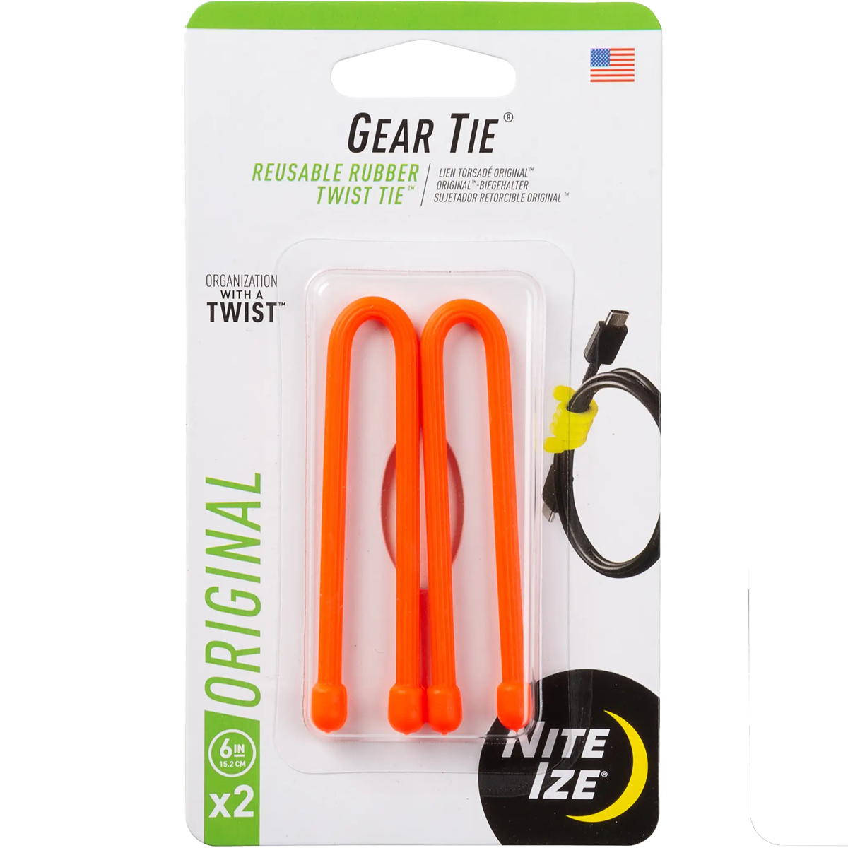 nite ize gear tie Gear Tie Reusable Rubber Twist Tie 6"