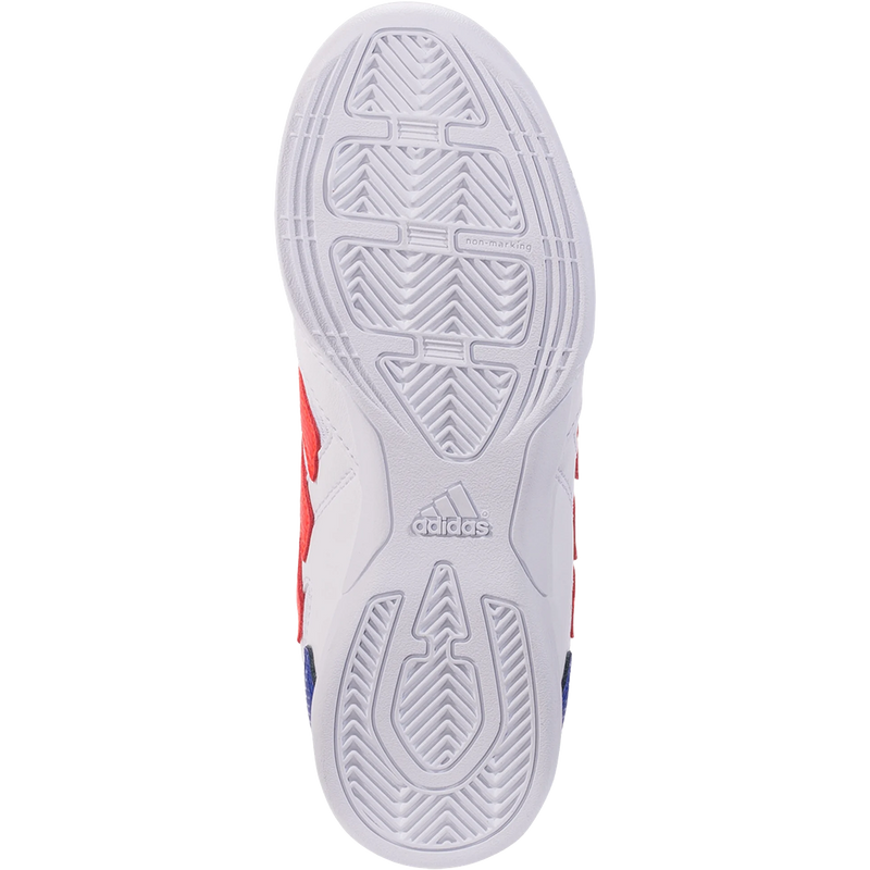 Youth Super Sala 2 Indoor, Adidas Youth Super Sala 2 in White/Solar Red/Lucid Blue bottom