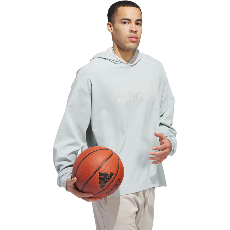 Men's Select Hoody, Adidas Men's Select Hoody in Wonder Silver front action