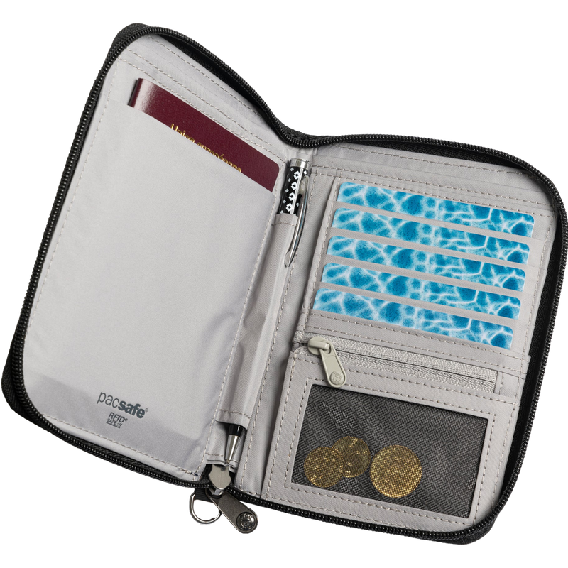 RFIDsafe RFID Blocking Compact Travel Organizer, Pacsafe RFIDsafe RFID Blocking Compact Travel Organizer open