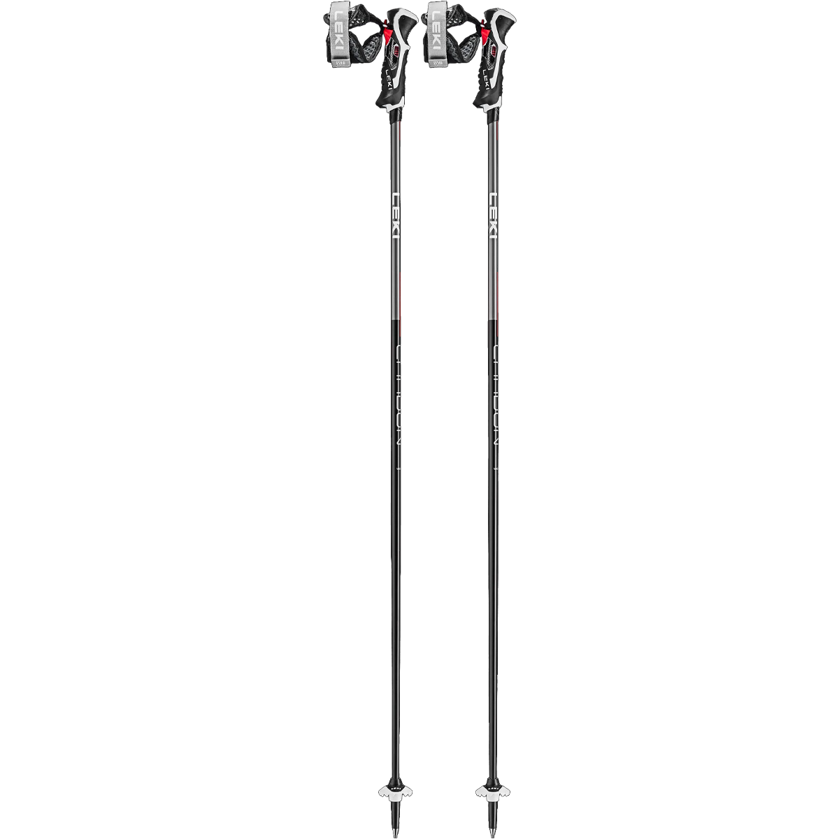 レキ LEKI CARBON14 3D 110CM TRIGGER LEKI Carbon 14 3D Ski Pole Pair - Black/Dark Anthracite/Bright Red