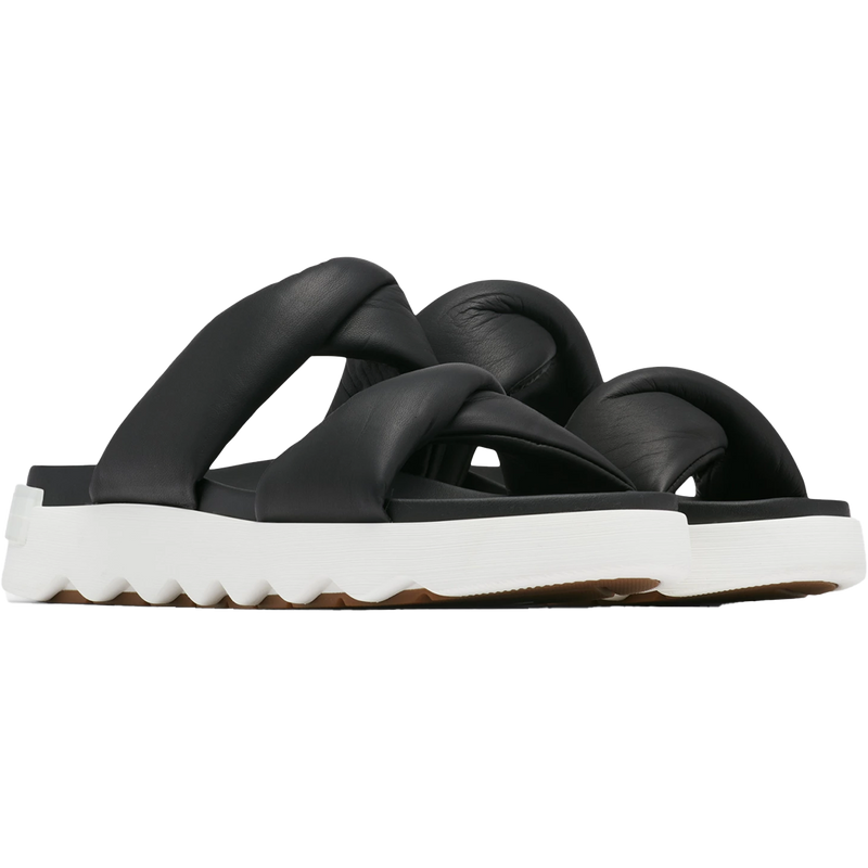 Women's Viibe Twist Slide, Sorel Women's Viibe Twist Slide in Black/Sea Salt pair front right