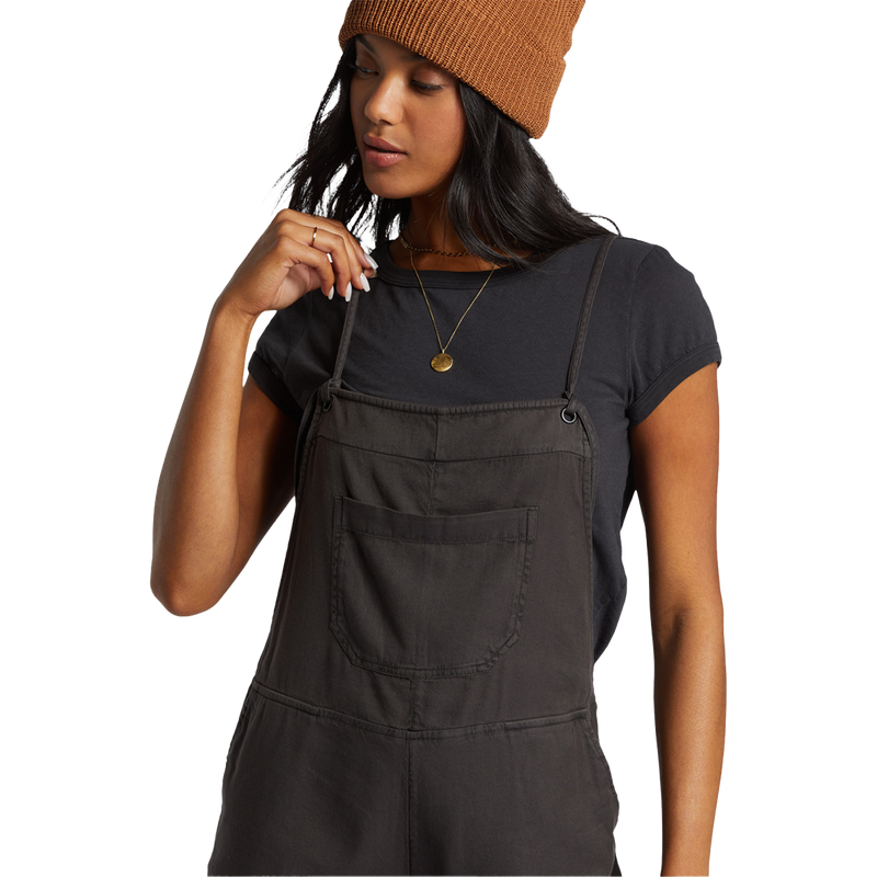 Women's Wild Pursuit Overall, Billabong Women's Wild Pursuit Overall in OFB-Off Black front pocket