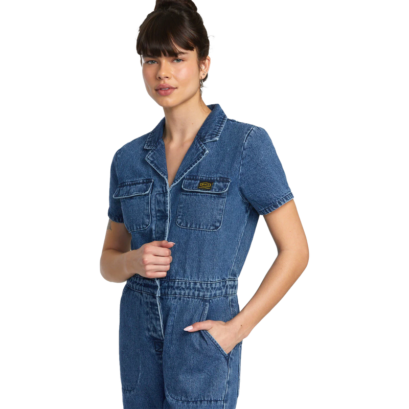 Women's Recession Denim Jumpsuit, RVCA Women's Recession Denim Jumpsuit front