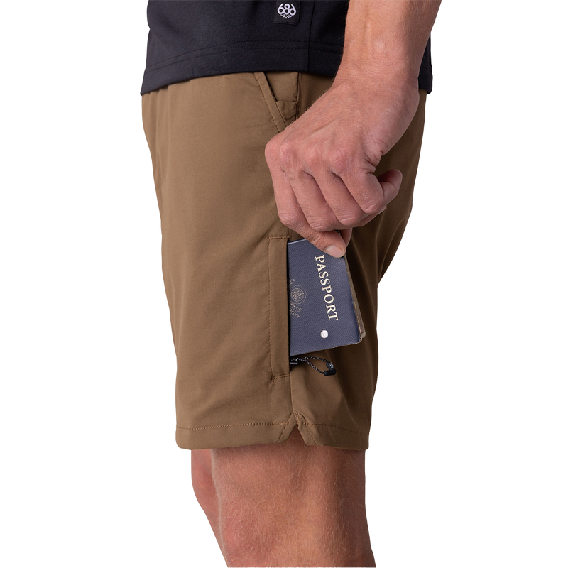 Men's Everywhere Featherlight Chino Short, 686 Men's Everywhere Featherlight Chino Short in Dark Khaki left pocket