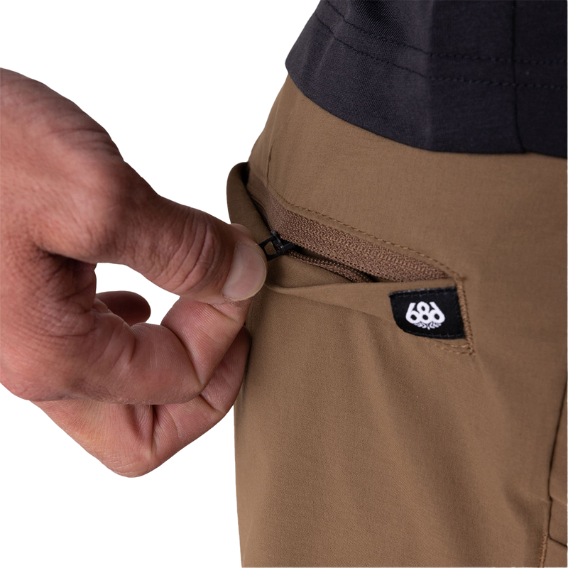 Men's Everywhere Featherlight Chino Short, 686 Men's Everywhere Featherlight Chino Short in Dark Khaki pocket zipper