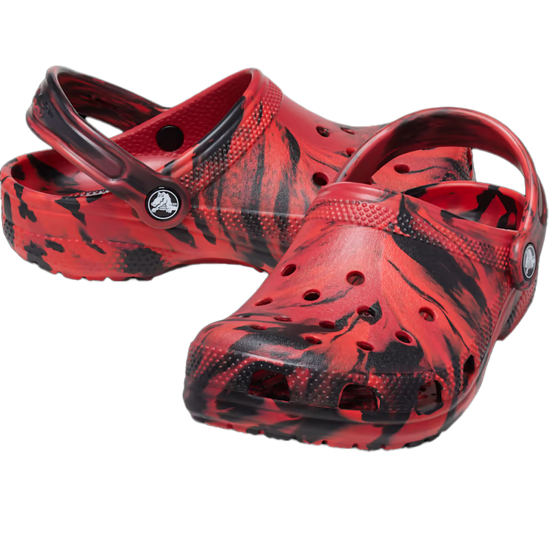 Youth Classic Marbled Clog, Crocs Youth Classic Marbled Clog in 6EO-Pepper/Black pair