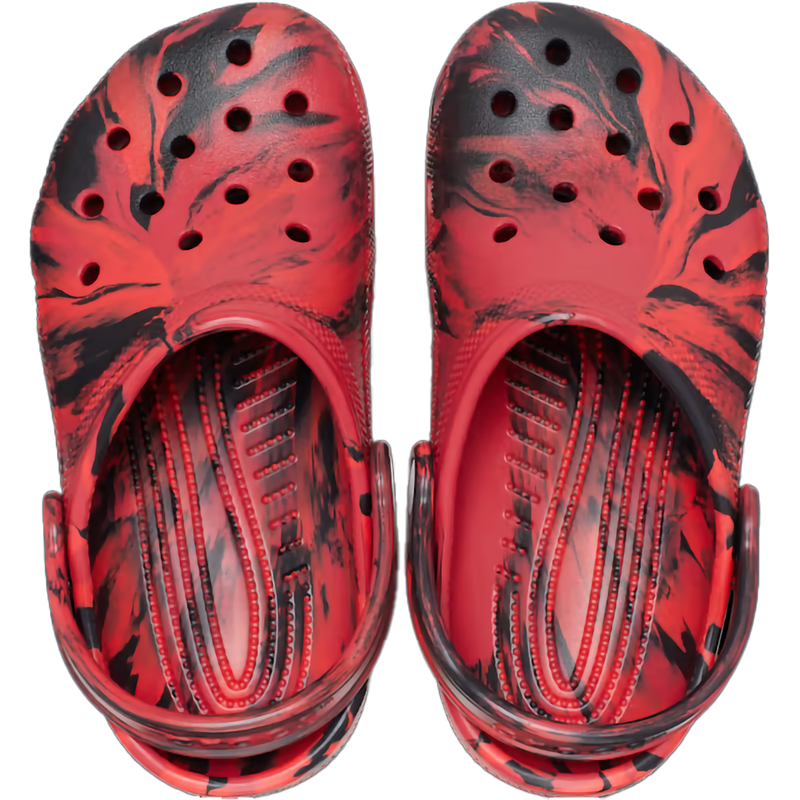 Youth Classic Marbled Clog, Crocs Youth Classic Marbled Clog in 6EO-Pepper/Black pair top
