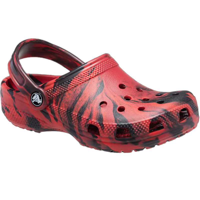 Youth Classic Marbled Clog, Crocs Youth Classic Marbled Clog in 6EO-Pepper/Black right front