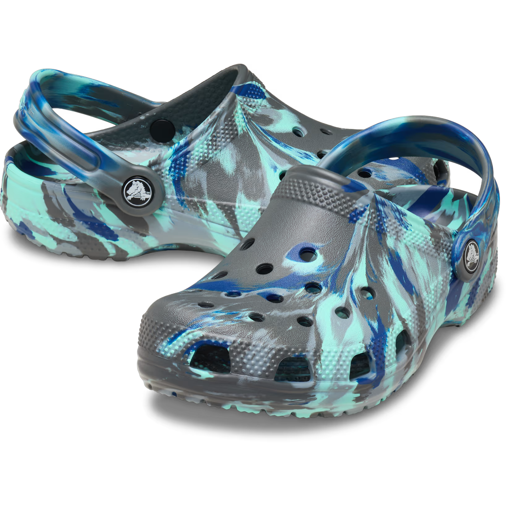 Crocs Youth Classic Marbled Clog in 0RV-Carbon/Multi pair