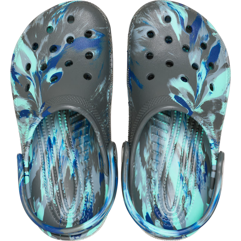 Crocs Youth Classic Marbled Clog in 0RV-Carbon/Multi pair top