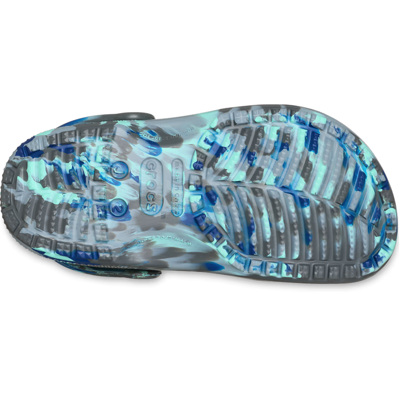 Crocs Youth Classic Marbled Clog in 0RV-Carbon/Multi bottom