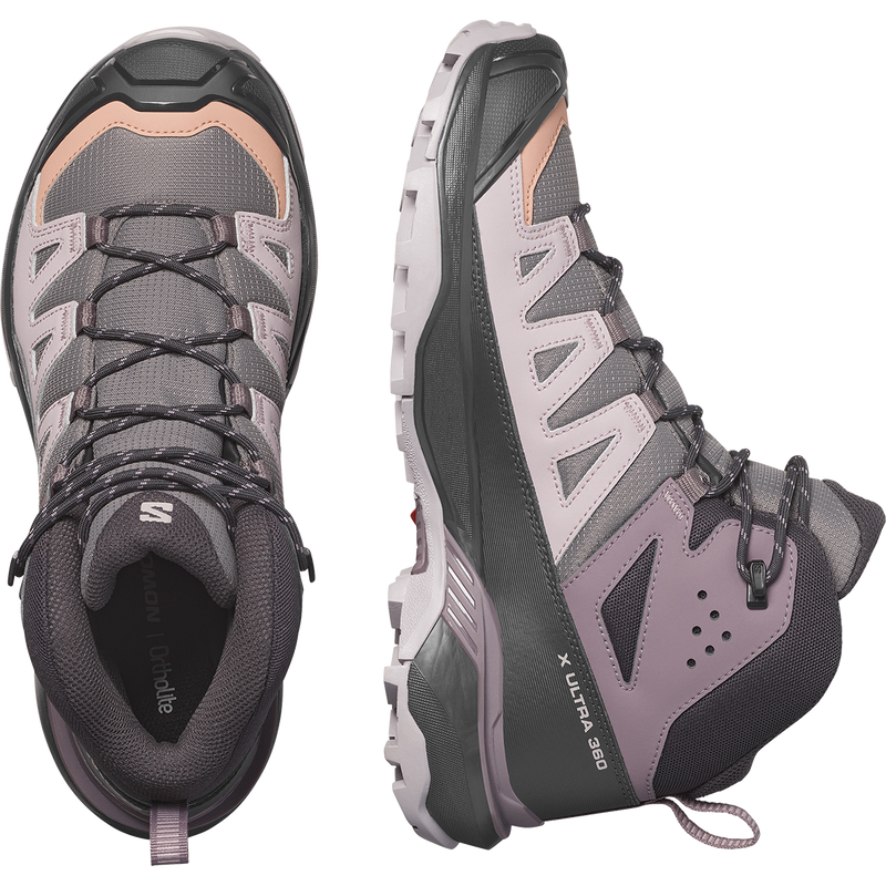 Women's X Ultra 360 Mid CSWP, Salomon Women's X Ultra 360 Mid CSWP in Plum Kitten top and outside left