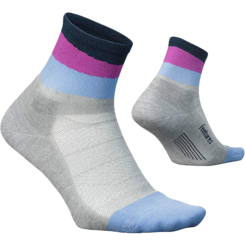 Women's Elite Light Cushion Quarter, Feetures Women's Elite Light Cushion Quarter 2024 in Lunar Ascent front and back