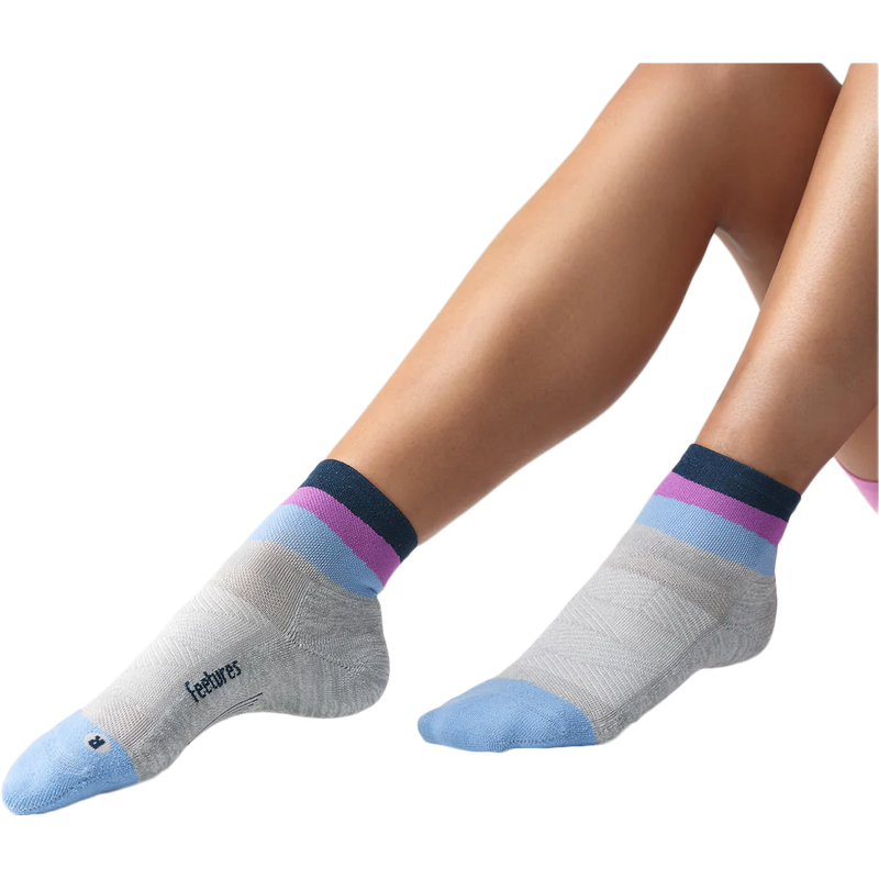 Women's Elite Light Cushion Quarter, Feetures Women's Elite Light Cushion Quarter 2024 in Lunar Ascent on model